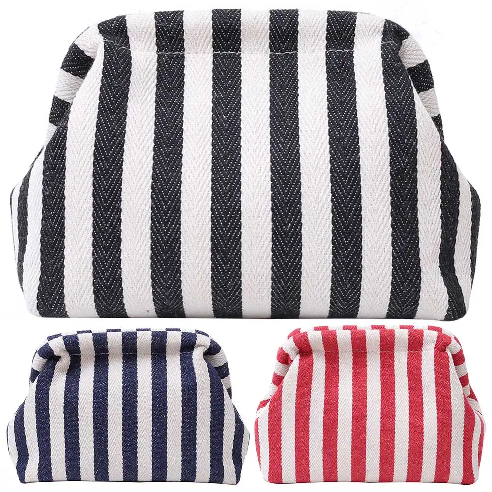 Colorblock Cute Pouch Summer Beach Clutch Bag for Women Striped Dumpling Bag Hobo Bag for Travel Party Prom