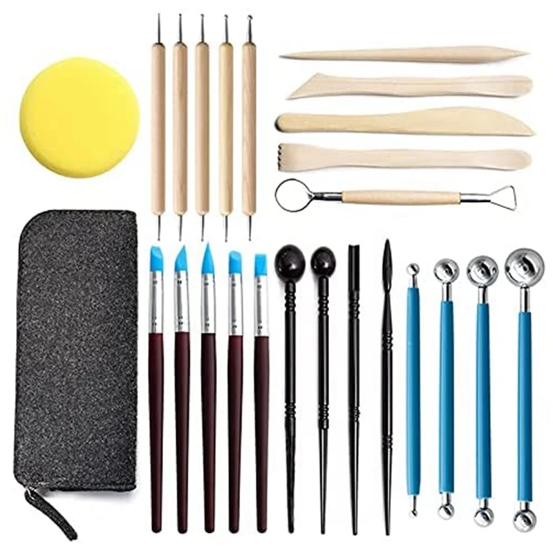 

Polymer Clay Tools, 25 Pcs Clay Sculpting Tools, Ball Stylus Dotting Tools, Modeling Clay Tools Set,Pottery Carving Tool
