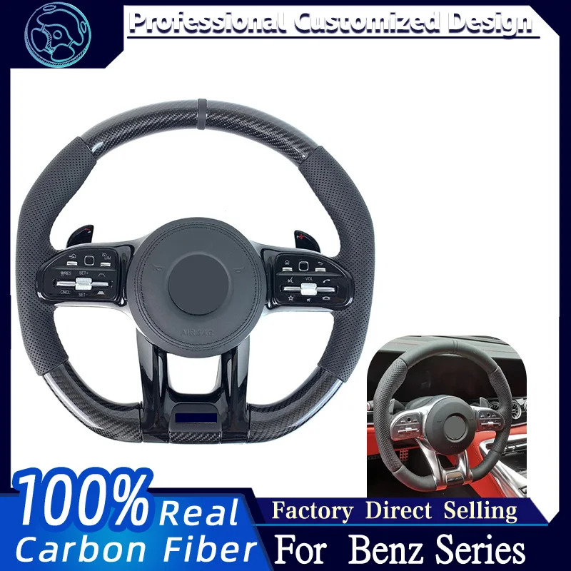 

For 2012-2022 Mercedes-Benz AMG GT W190 C190 W205 C205 W166 W177 CLA CLE Customized Sport Carbon Fiber Steering Wheel