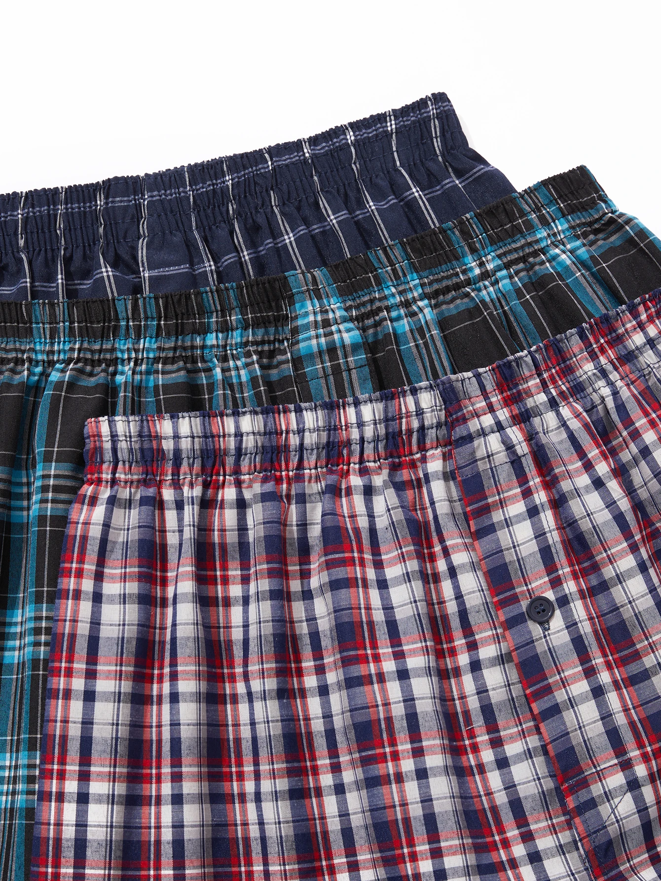 6 Pcs Boxer Shorts Casual Plaid Elastic Waistband Button Mens Boxer Underwear Woven Shorts For Home Random Color boxer shorts