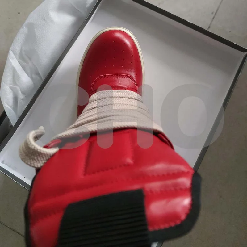 Rick Owens RP01E7702LBA64 関税送料込 Rick Owens Leather Sneakers | Rick Owens Shoes Jumbo Lace