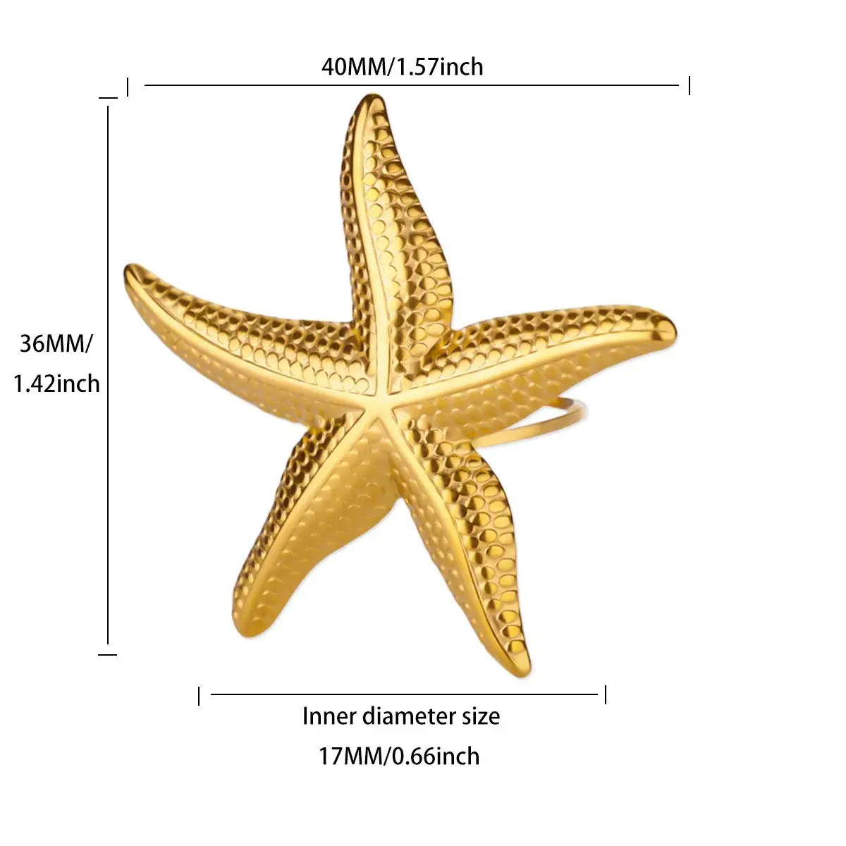 Large Starfish Open Rings For Women