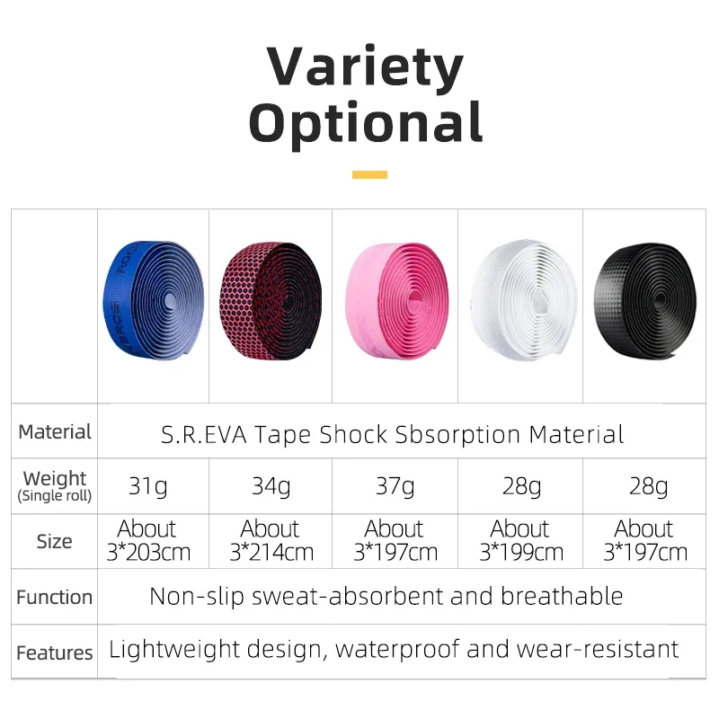 Bike Handlebar Tape Bicycle Accessories ROCKBROS Bicycle Handlebar Tape Non-Slip Shock Absorbing Damping Cycling Road Bike Ultralight Handle Belt Wraps