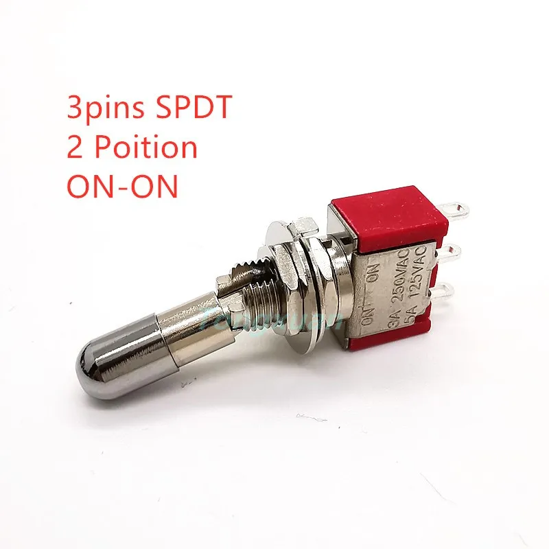 1 Stück SH T80-T runder oberer Anti-Mischhandling-Verriegelungshebel 6,35 mm Mini-Kippschalter für Schalttafelmontage 3 Pins 6 Pins 2/3 Positionen EIN AUS EIN – Detail 11