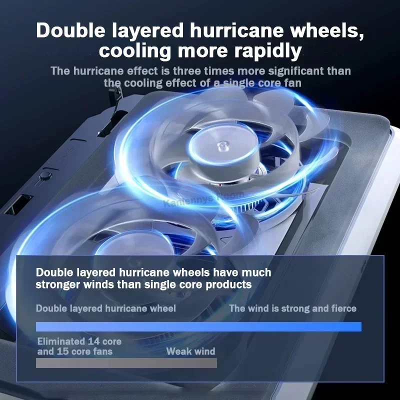 17 Gaming W/ RGB Light HD Display Laptop Cooling Pad 5 Angle Adjustable Notebook Cooler Stand For 15-21'' Computer_voghion.com