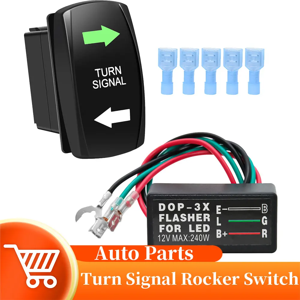 Universal Turn Signal Rocker Switch Blinker SPDT Green Led