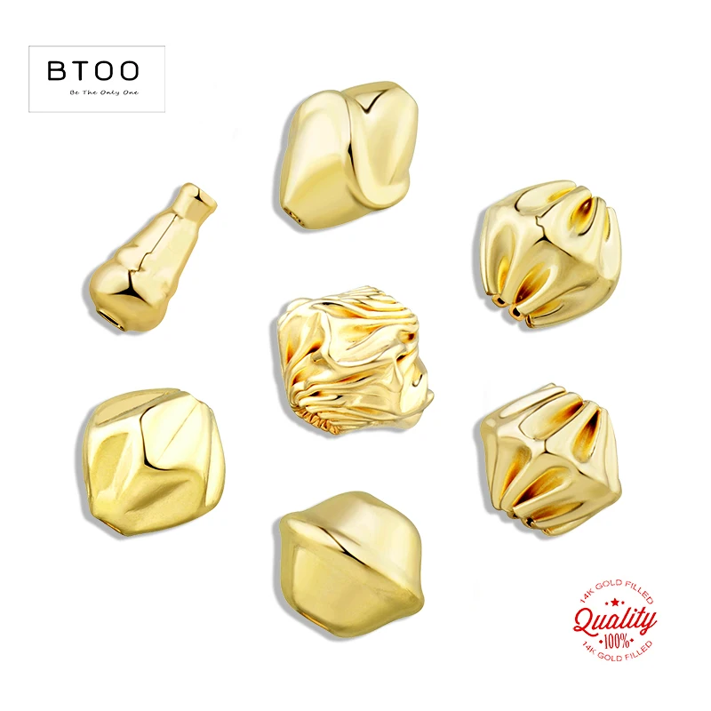 14 Karat Gold gefüllte Geometrie-Perlen, Abstandshalter, Kürbisperlen für Schmuckherstellung, DIY-Zubehör, hypoallergenes Schmuckzubehör