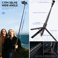 70" Auto Pop Open Tripod Selfie Stick for iPhone Phone Video Recording Vlogging Selfie Stick Tripod Stand with Bluetooth Remote - Image 3