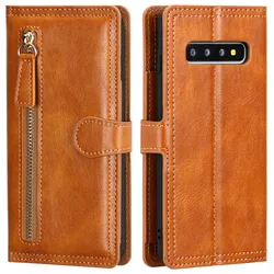 Samsung S10 Plus Leather Skin Flip Wallet Book Phone Case Cover For Galaxy S10+ S10 S20 Plus Ultra S22+ S23Ultra S21FE Card