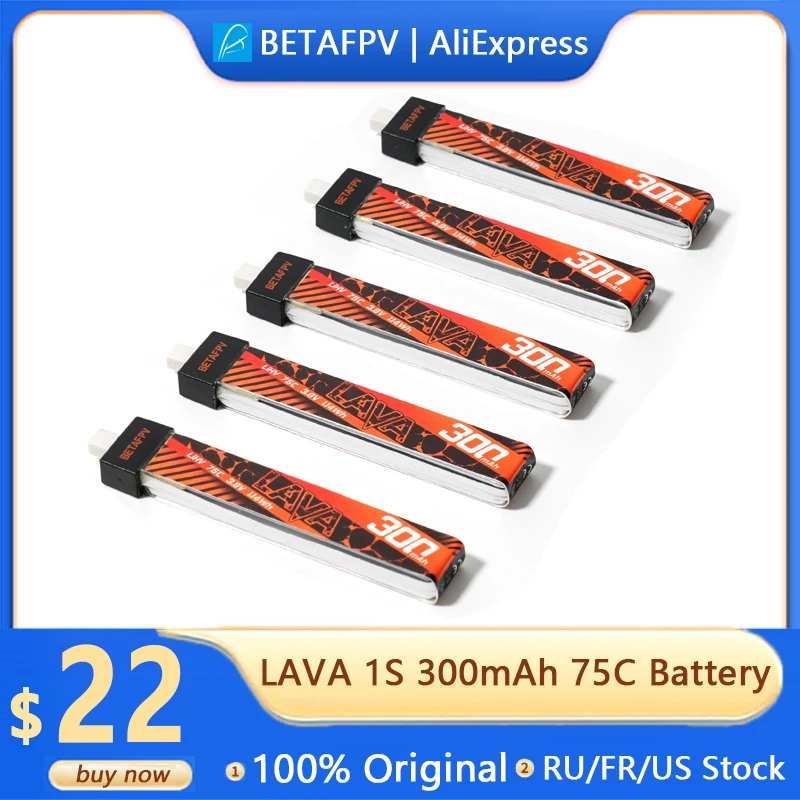 

BETAFPV LAVA 1S 300 мАч 75C аккумулятор (5 шт.)
