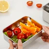 304 Stainless Steel Food Storage Tray with Cover Refrigerator Rectangle Crisper Container Thick Durable Trays Kitchen Organizer 6