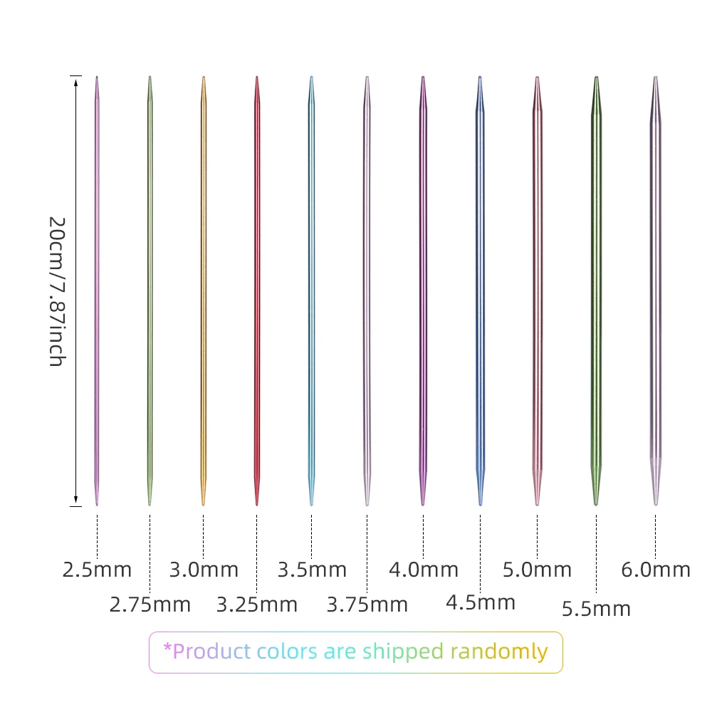 QJH 56 Pcs Double Pointed Knitting Needles Short Aluminium