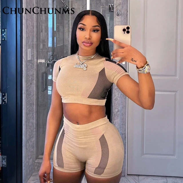 Women's Sports Suit 2022 Summer New Zipper Hoodie Crop Tops Slim Fashion  Shorts 2 Two Piece Set Trendy Clothes For Women Outfit - AliExpress