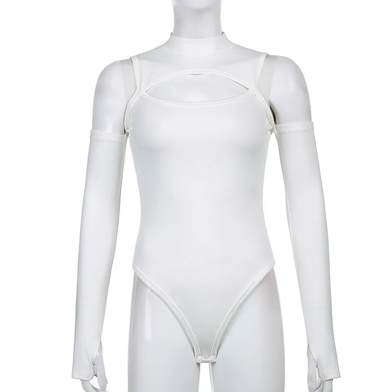 New Spring and Summer Sexy Hollow Off-the-shoulder Women's Jumpsuit Slim-fit Long-sleeved Cover Bottom Onesie T-shirt Women