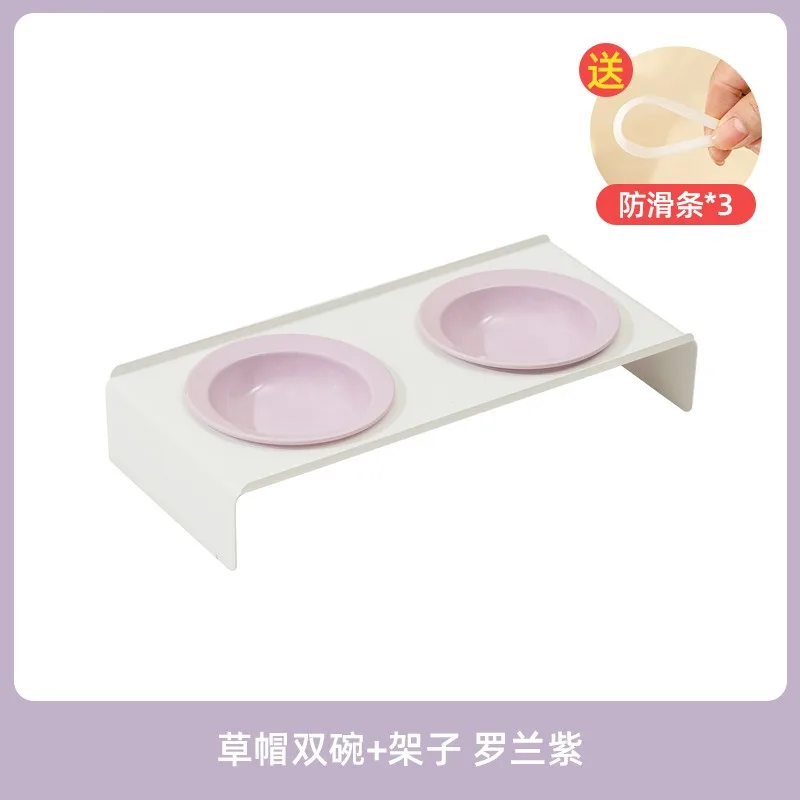 thumbnail image 1 of Cuenco de cerámica doble para gatos con soporte de hierro Cuencos elevados para agua y comida para mascotas Perros pequeños Suministros para beber, comer y alimentar, 1 of 5