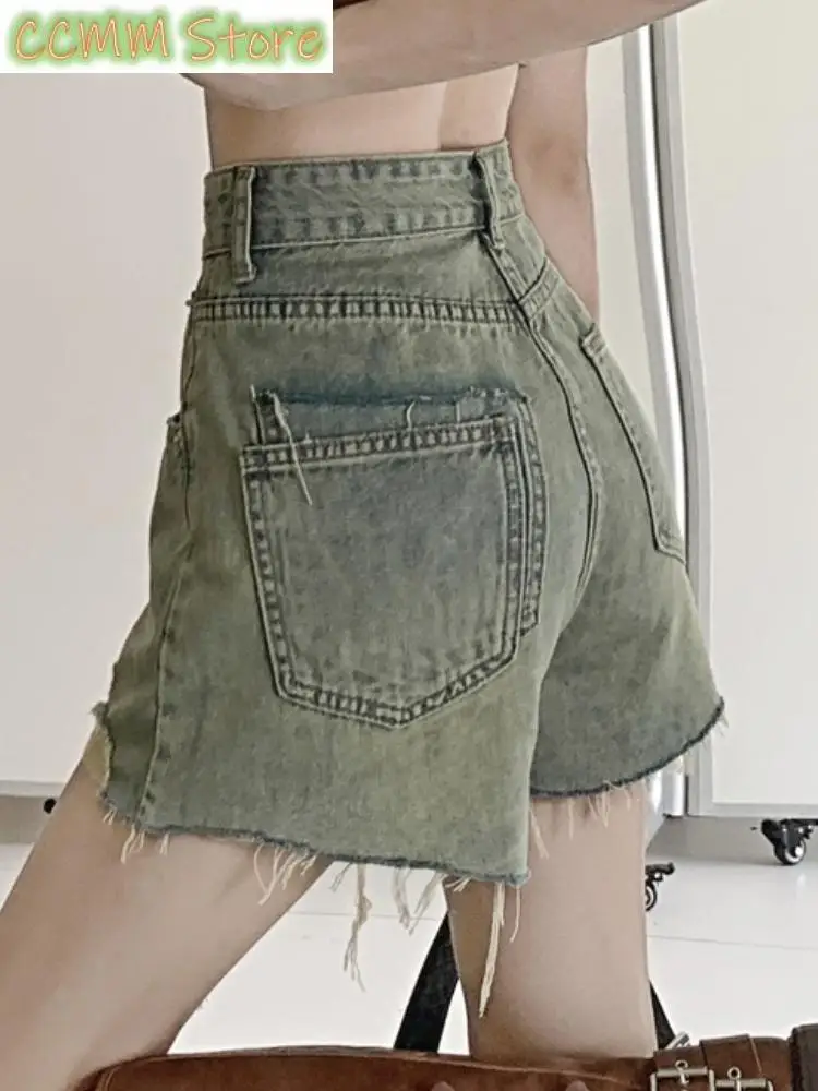New Summer Bule Designer Shorts Women Pockets Korean Style Fashion Denim Pants Female High Waist Casual Vintage Pants