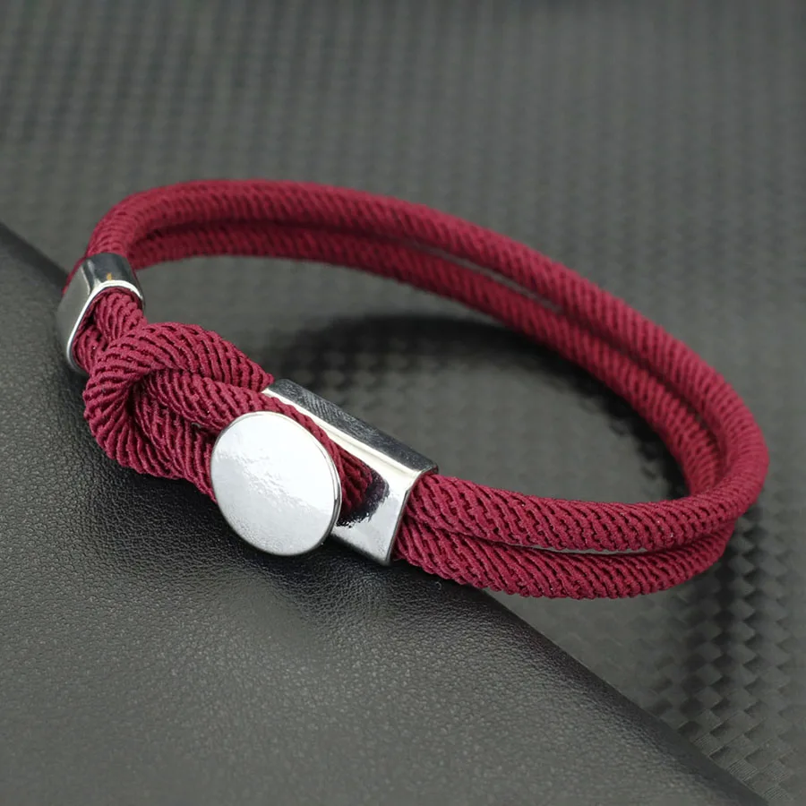 Men Red Rope Wrap Bracelet Motorcycle Riding Accessory