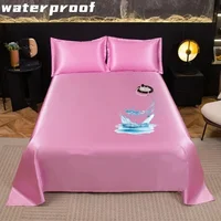 1pc Silky satin Waterproof Bed Sheet Flat Sheets Lightweight, Mattress Protector Sheet Bed Cover, Furniture Protector Covers 1