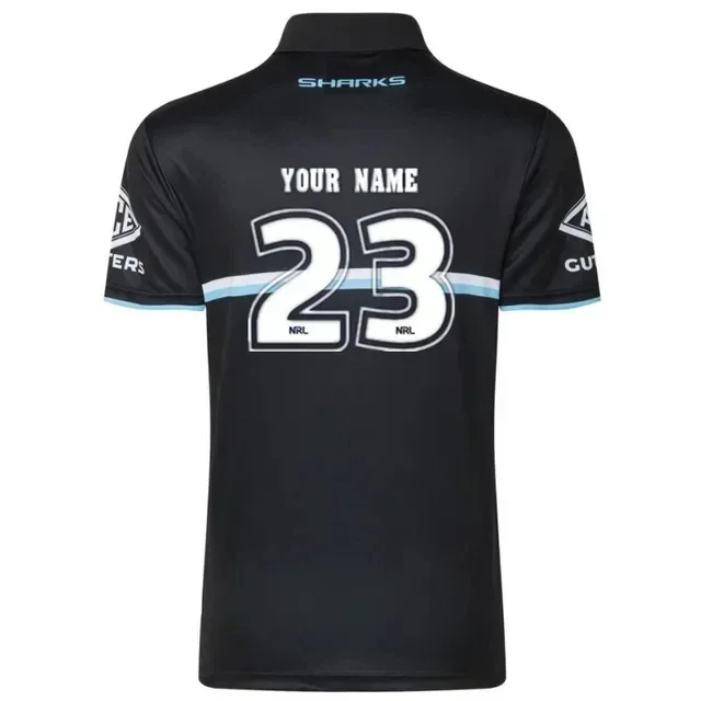 thumbnail image 1 of Camiseta POLO de rugby de los Cronulla Sharks 2023 personalizada para niños, mujeres y hombres, tallas: S-5XL (impresión de nombre y número personalizados), 1 of 5