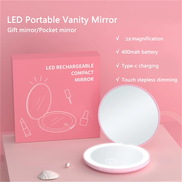 Miroir de maquillage avec lumière Led pliable Stepless Dimmable