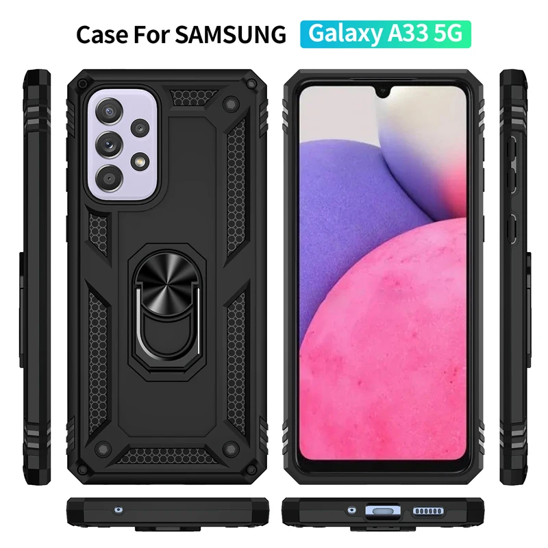Coque blindée antichoc avec anneau métallique, étui pour Samsung Galaxy A54 A53 A52 A12 A13 A33 A23 A73 A14 A51 A50 A22 A32 A04 A34 A03s A72_voghion.com