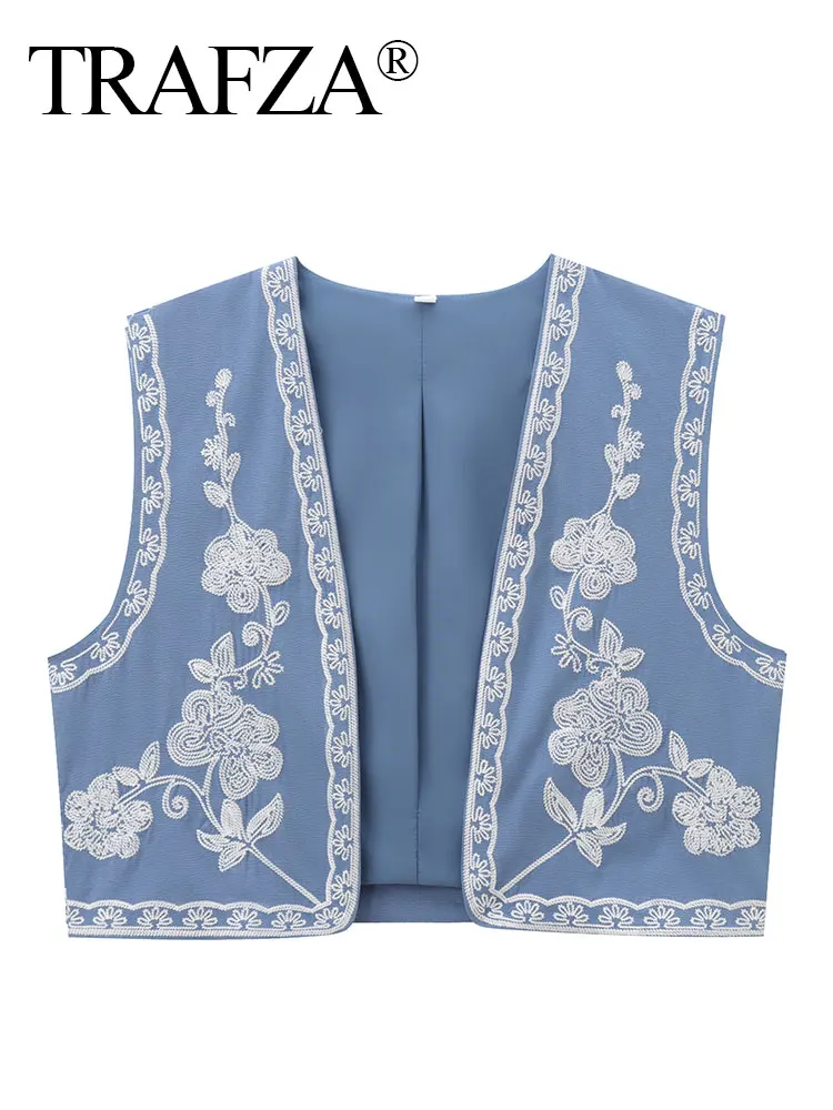 トップス Flower Embroidered Design Fringe Vest Sterling & Stitch Metallic Floral Jacquard Fringe Vest