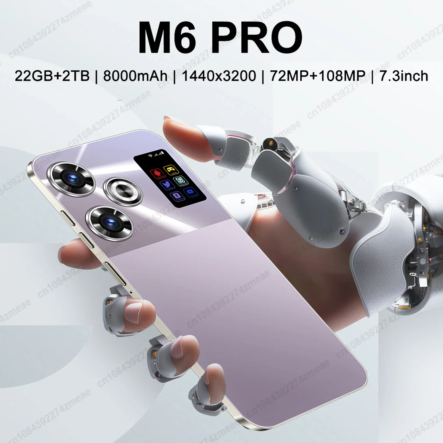 Smart Phone Smartphone M6 RRO 7.3inch Global Version 16G+1TB Snapdragon 8 gen3 Android14 72+108MP 4G/5G Cellphone Mobile Phone NFC