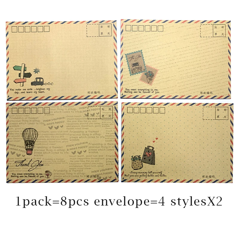 Cute Vintage Kraft Paper Envelope B6 Postcard Letter Stationery 8pcs/lot DIY Envelope office school supplies