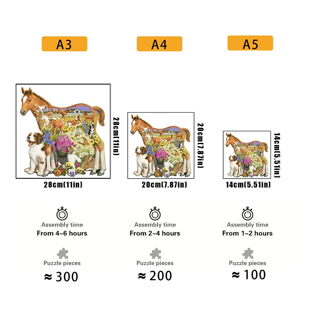 Wooden Puzzle Toy Irregular Patterns Jigsaw Puzzles Color Sorting Game Brain Teaser Secret Puzzle Gift for Adults