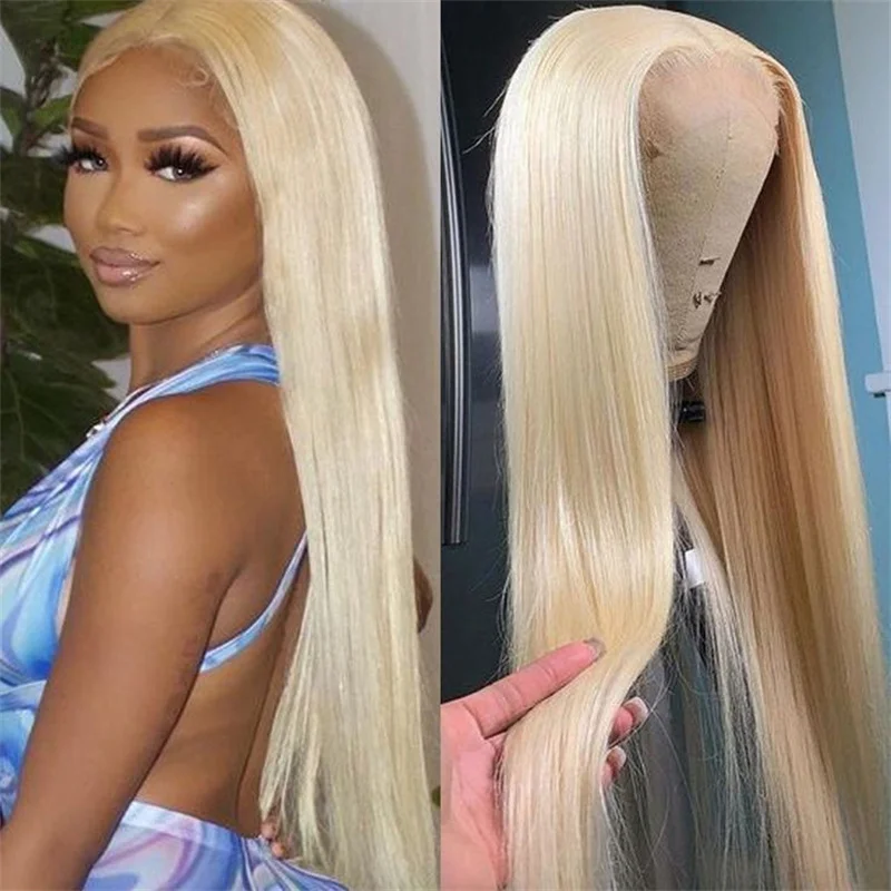 

613 Honey Blonde Bone Straight 13x4 Hd Lace Front Wig Human Hair Natural Colored Wigs For Women 150% Density Human Hair