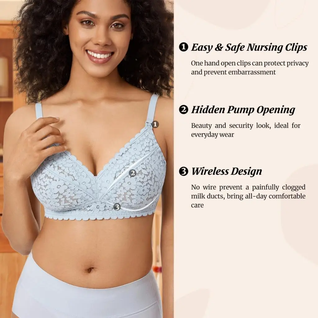 Gratlin Hands Free Pumping Bra Lace Maternity Wireless All In One