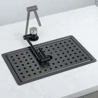 Nano Sink Hidden Stainless Steel Sinks Island Bar Invisible Mini Small Single Pantry with Cover Kitchen Fixture 1