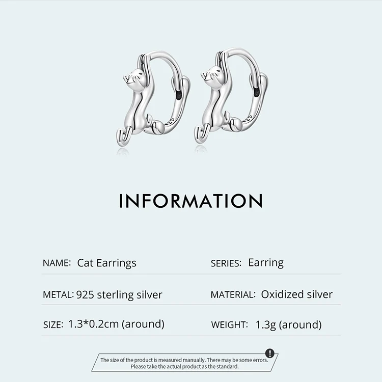 Real 925 Sterling Silver Cute Cat Animal Jewelry Set Pet Ring Necklace Earrings for Women Party Original Fine Jewelry - PeticaDeals