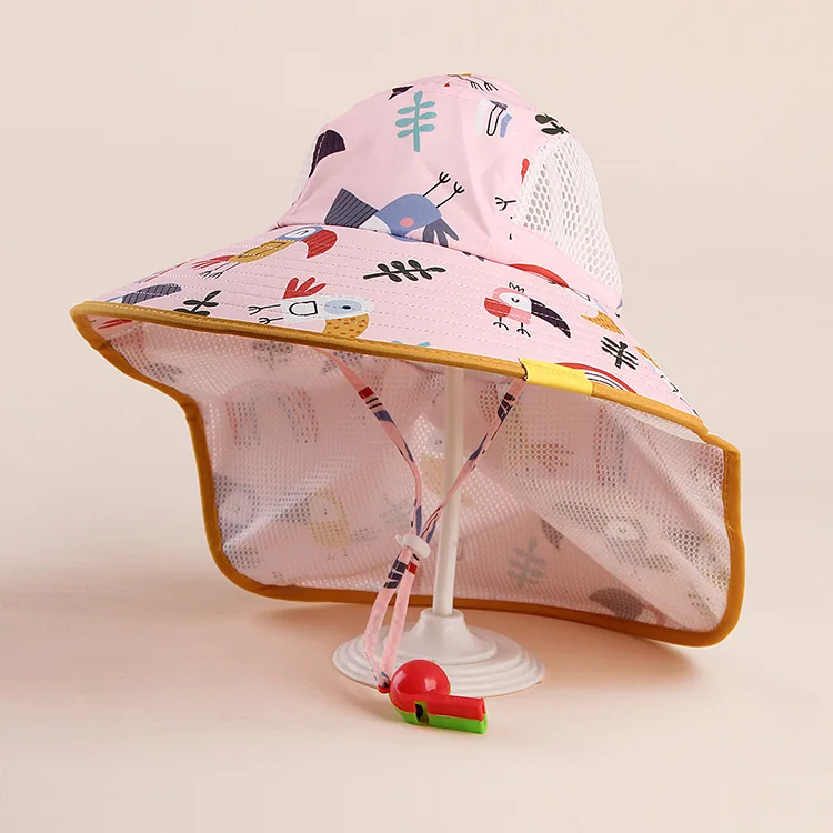 Breathable UPF50+ Sun Protection Beach Hat for Men Women Kids Baby, Summer Outdoor Wide Brim Sun Hat with Adjustable Neck Cover