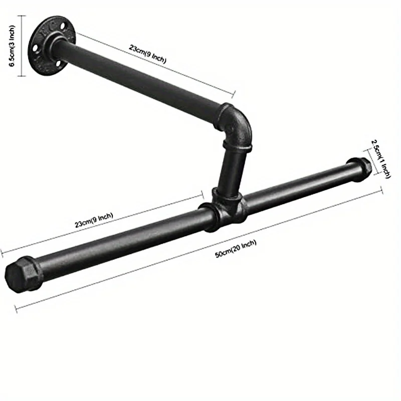 Industrial Pipe Clothing Rack Wall Mount, Industrial Pipe Clothing Rack, Heavy Duty Iron Garment Rack Bar For Closet, Laundry Ro