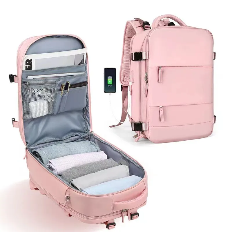 

Cabin Plane 46x20x30 Women USB Travel Backpack Waterproof Wet And Dry Partition Suitcase Laptop Backpack With Shoe compartment