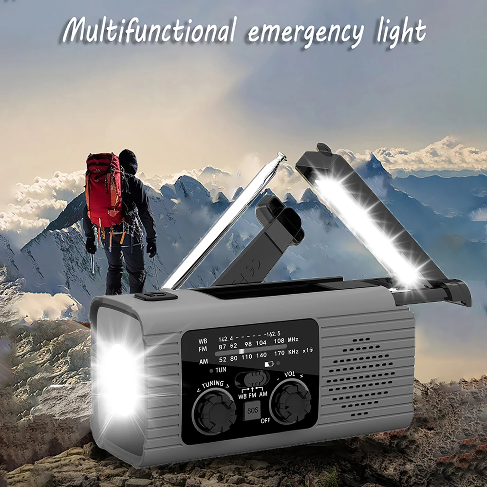 Multifunction LED Light Portable Hand Crank Emergency Solar Power