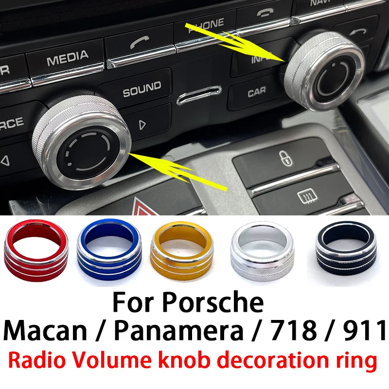 2 stücke Dashboard Radio Lautstärkeregler Dekoration Ring Metall Trim Abdeckung Für Porsche Macan Panamera 718 911 Innen Zubehör refit