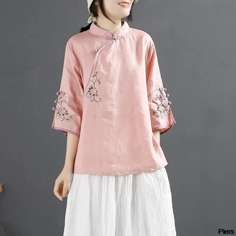 Chinese Style Traditional Blouse Chinese Print Tang Suit Han Suit Oriental Costume Embroidery Women Clothing Women Chinese Shirt Hanfu Jacket