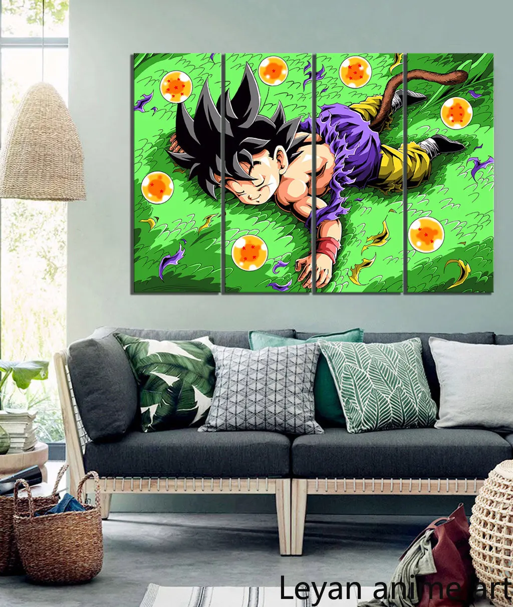 Arte de parede em tela estilo nórdico Dragon Ball Z Goku Anime pôster de  pintura moderna desenho de desenho fotos modulares para quarto de crianças,  Bo946, 8x12inx1pcs