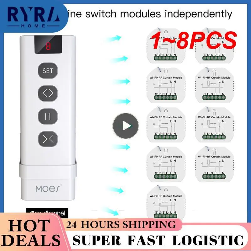 

1~8PCS Tuya Smart Life WiFi RF433 Blind Switch with Remote for Electric Roller Shutter Sunscreen Home Alexa Smart