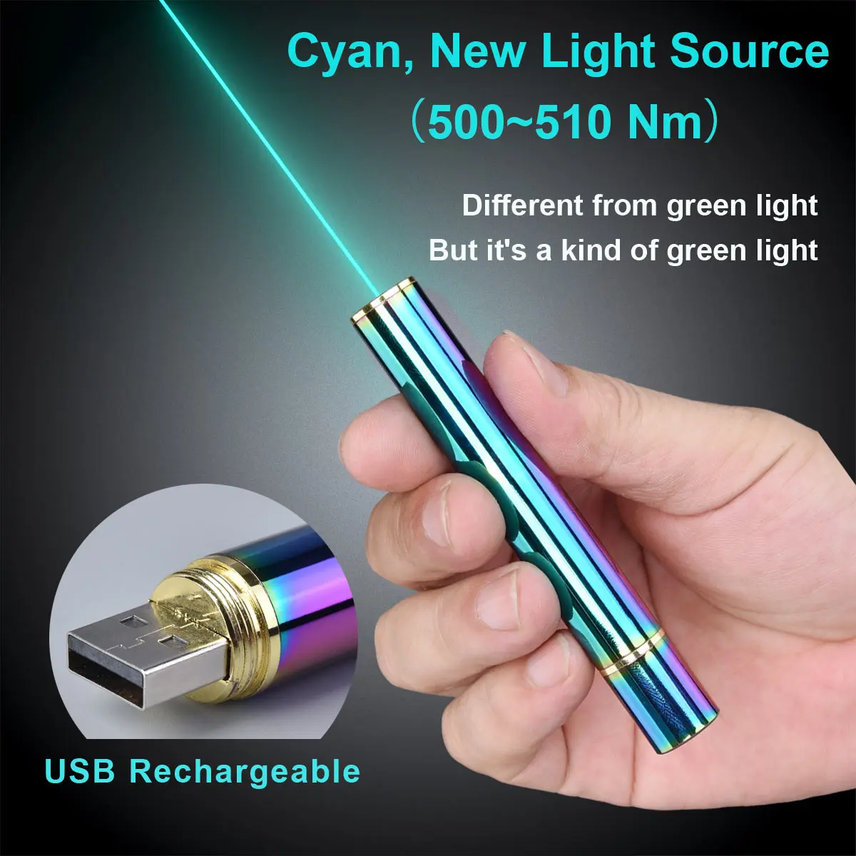 Aenfor,500510nm Cyan Laser Pointer 532nm Green laser pen 650nm Red