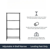 Amazon Basics 4-Steel Wire Storage Rack, Adjustable, Sturdy, Easy Assembly, 13.4"D x 23.2"W x 48"H, Black 2