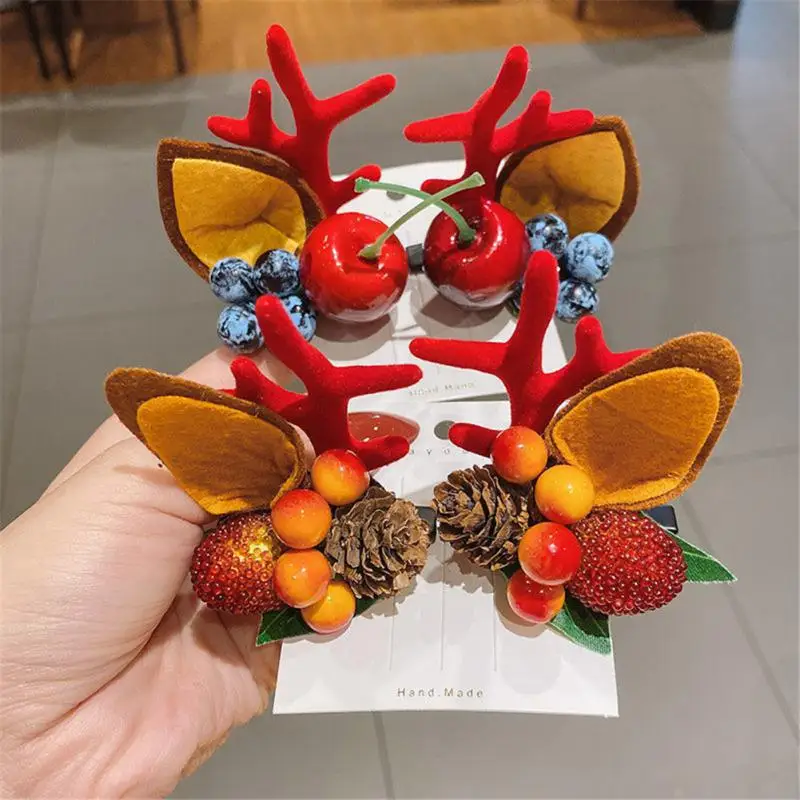 New Year Christmas Hair Pin Children Barrettes Bow Deer Santa Claus Kids Christmas Headwear Kids Hair Accessories