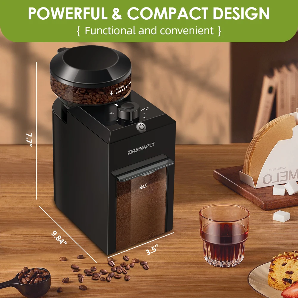 Electric Coffee Grinder Automatic Burr Mill Coffee Bean Grinding with 28 Grind Settings for Espresso French Press 2-12 Cups 6