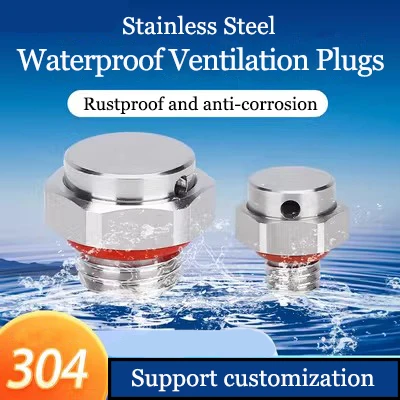 304 Stainless Steel Waterproof Vent Plug M5M8M10M12M20 Automatic Venting Breather Valve Heat Dissipation Pressure Relief Valve breathable valve