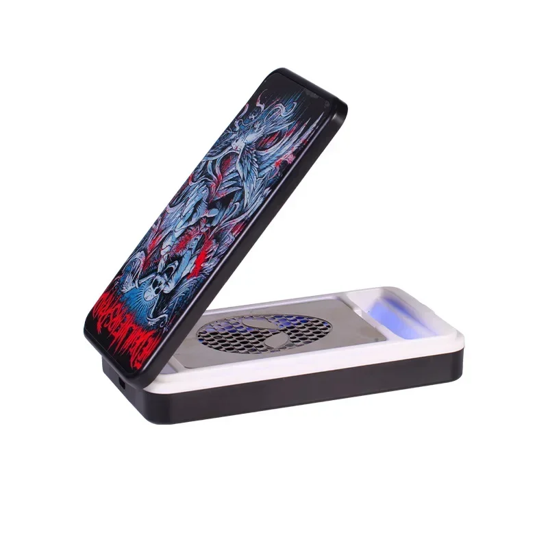 

HAPPY Creative LED Flip Cigarette Case Protable Grinding Card Chargeable Storage Box with Smoking Pipe Tobacco Shop Accessories
