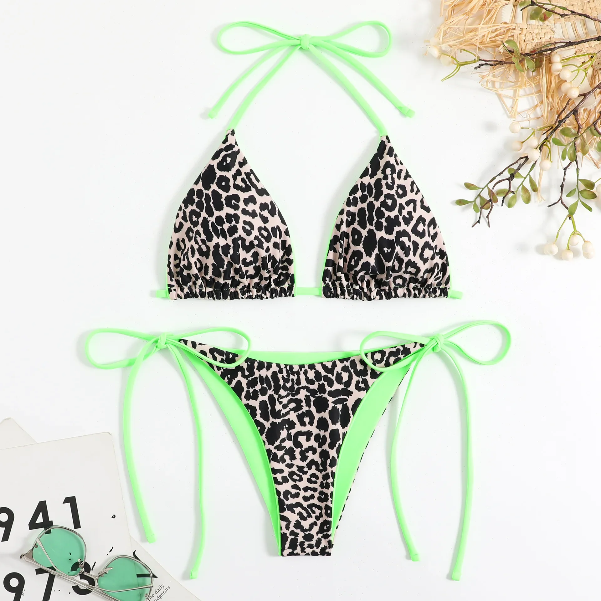 2024 Mini Leopard Pattern Bikinis Set Women High Cut Strap Push Up Swimwear Sexy Swimwear Padded Swimwear Summer Beach Vacation - Image 3
