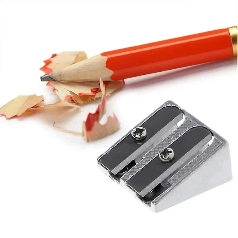 Pencil Sharpener 2-Hole Pencil Magnesium Alloy Wedge Shaped Metal Material Convenient Practical School Essential Learning