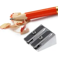 Pencil Sharpener 2-Hole Pencil Magnesium Alloy Wedge Shaped Metal Material Convenient Practical School Essential Learning 3